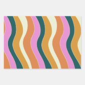 Groovy Retro Pink en Green Wavy Lines Inpakpapier Vel (Voorkant)