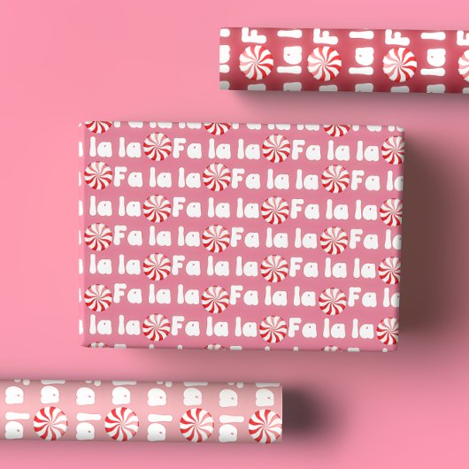 Groovy Retro Pink Fa La Christmas Inpakpapier Vel
