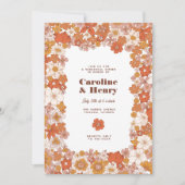 Groovy Retro Pink Oranje Floral Rehearsal Dinner Kaart (Voorkant)