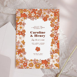 Groovy Retro Pink Oranje Floral Rehearsal Dinner Kaart