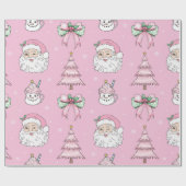 Groovy Retro Pink Santa Claus Wink Wrapping Paper Cadeaupapier (Vlak)