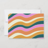 Groovy Retro Pink Yellow Wavy Custom Vrijgezellenf Bedankkaart (Achterkant)