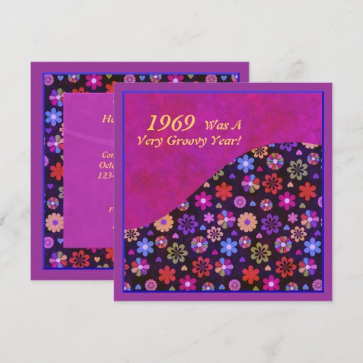 Groovy Retro PopArt Flower Power 60s 70s Birthday Kaart (Voorkant / Achterkant)