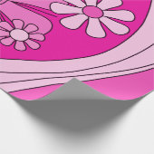 Groovy Retro Preppy Hot Pink  Bloemen Cadeaupapier (Hoek)