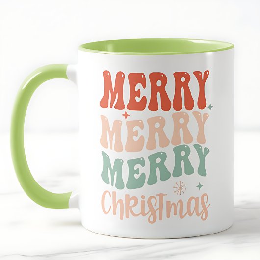 Groovy Retro Prettig Prettig Prettig Kerstmis Mok