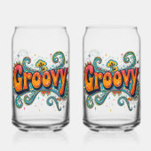 Groovy Retro Psychedelic 70s Funky Hippie Art Blikvorm Glas (Voorkant)