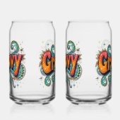 Groovy Retro Psychedelic 70s Funky Hippie Art Blikvorm Glas (Rechts)