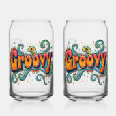 Groovy Retro Psychedelic 70s Funky Hippie Art Blikvorm Glas (Achterkant)