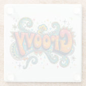 Groovy Retro Psychedelic 70s Funky Hippie Art Glazen Onderzetter (Achterkant)