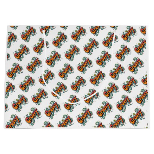 Groovy Retro Psychedelic 70s Funky Hippie Art Groot Cadeauzakje (Voorkant)