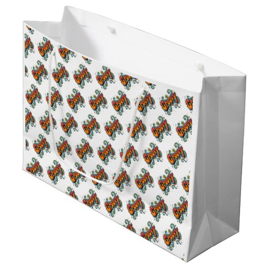 Groovy Retro Psychedelic 70s Funky Hippie Art Groot Cadeauzakje (Voorkant Gekanteld)