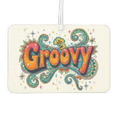 Groovy Retro Psychedelic 70s Funky Hippie Art Luchtverfrisser (Achterkant)