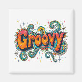 Groovy Retro Psychedelic 70s Funky Hippie Art Magneet (Voorkant)