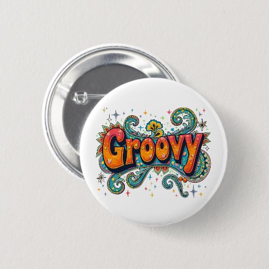 Groovy Retro Psychedelic 70s Funky Hippie Art Ronde Button 5,7 Cm (Voorkant /achterkant)