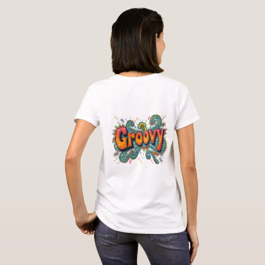 Groovy Retro Psychedelic 70s Funky Hippie Art T-shirt (Achterkant volledig)