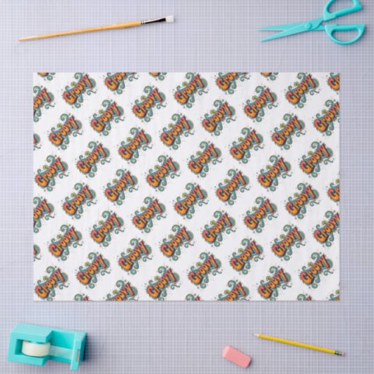 Groovy Retro Psychedelic 70s Funky Hippie Art Tissuepapier (Craft)