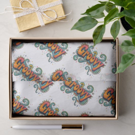 Groovy Retro Psychedelic 70s Funky Hippie Art Tissuepapier (Geschenk)