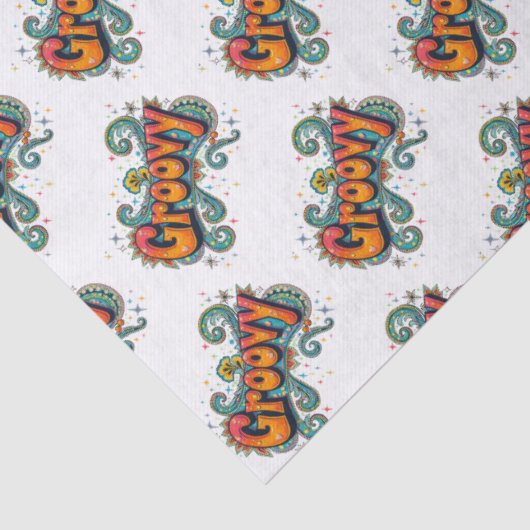 Groovy Retro Psychedelic 70s Funky Hippie Art Tissuepapier (Detail)