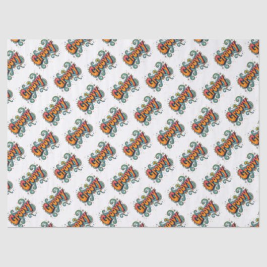 Groovy Retro Psychedelic 70s Funky Hippie Art Tissuepapier (Voorkant)