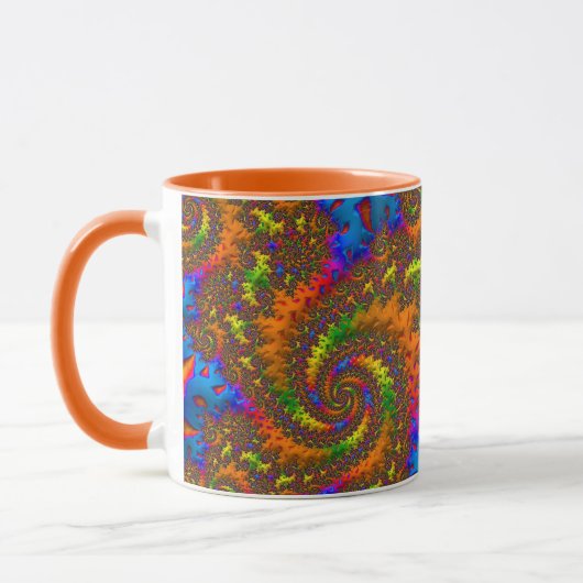 Groovy Retro Psychedelic Spiral Fractal Art Mok (Links)