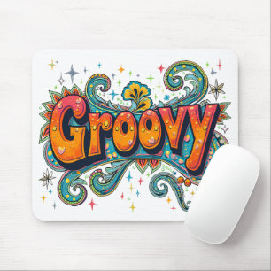 Groovy Retro Psychedelische 70s Funky Hippie Kunst Muismat