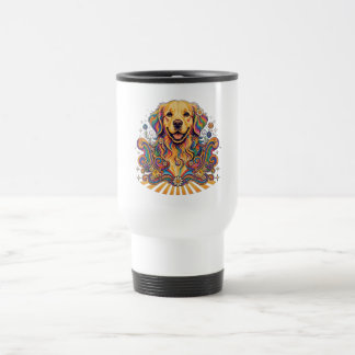 Groovy Retro Psychedelische Golden Retriever Vrede Reisbeker