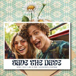 Groovy Retro QR Code Foto Bruiloft Save The Date