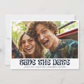 Groovy Retro QR Code Foto Bruiloft Save The Date (Voorkant)