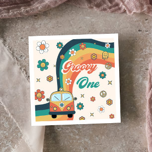 Groovy Retro Rainbow Birthday Party Napkins Servet