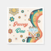 Groovy Retro Rainbow Birthday Party Napkins Servet (Voorkant)