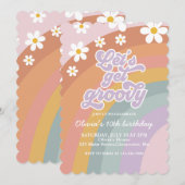 Groovy Retro Rainbow Birthday Uitnodiging (Voorkant / Achterkant)