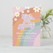 Groovy Retro Rainbow Birthday Uitnodiging (Staand voorkant)