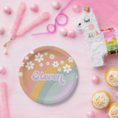 Groovy Retro Rainbow Eleventh Birthday Papieren Bordje (Feest)