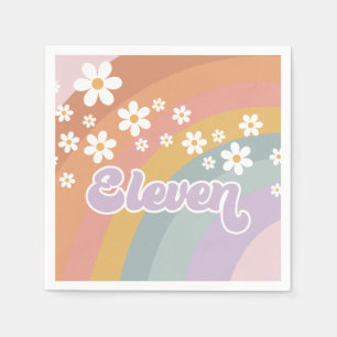 Groovy Retro Rainbow Eleventh Birthday Servet