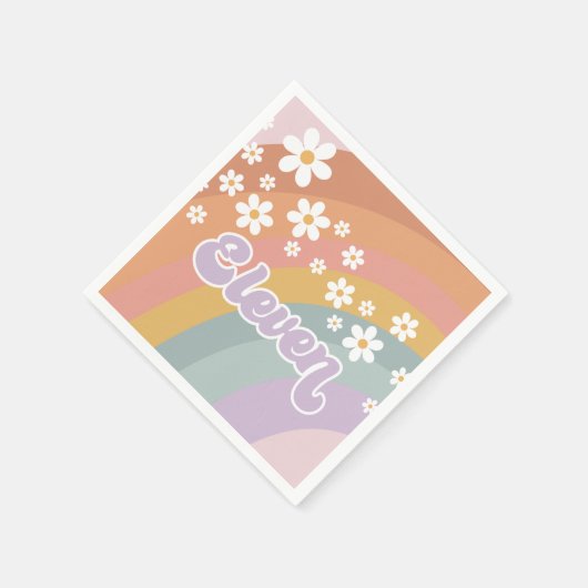 Groovy Retro Rainbow Eleventh Birthday Servet (Hoek)