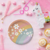 Groovy Retro Rainbow en Daisy Paper Bord (Feest)