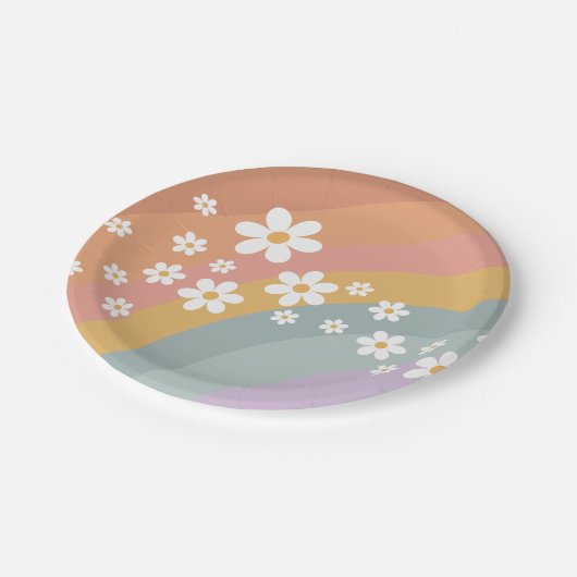 Groovy Retro Rainbow en Daisy Paper Bord (Gekanteld)