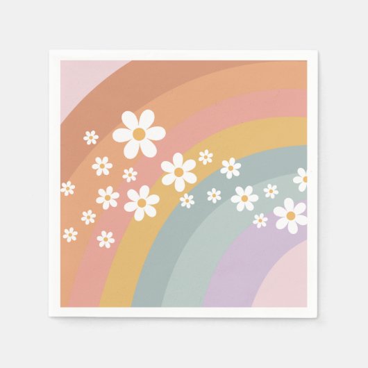 Groovy Retro Rainbow en Daisy Servet (Voorkant)