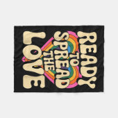 Groovy Retro Rainbow Heart Sitive Valentine Messag Fleece Deken (Voorkant (Horizontaal))