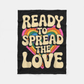 Groovy Retro Rainbow Heart Sitive Valentine Messag Fleece Deken (Voorkant)