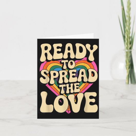 Groovy Retro Rainbow Heart Sitive Valentine Messag Kaart (Voorkant)
