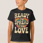 Groovy Retro Rainbow Heart Sitive Valentine Messag T-shirt (Voorkant)