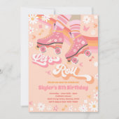 Groovy Retro Rainbow Roller Skateday Party Kaart (Voorkant)