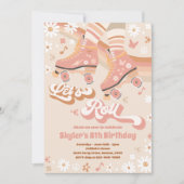 Groovy Retro Rainbow Roller Skateday Party Kaart (Voorkant)