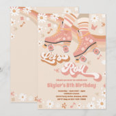 Groovy Retro Rainbow Roller Skateday Party Kaart (Voorkant / Achterkant)