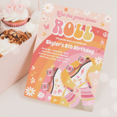 Groovy Retro Rainbow Roller Skateday Party Kaart