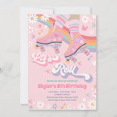 Groovy Retro Rainbow Roller Skateday Party Kaart (Voorkant)