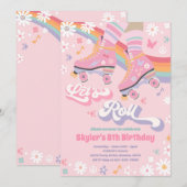 Groovy Retro Rainbow Roller Skateday Party Kaart (Voorkant / Achterkant)