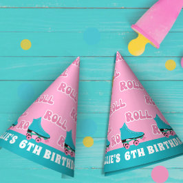 Groovy Retro Rainbow Roller Skating Birthday Party Feesthoedjes