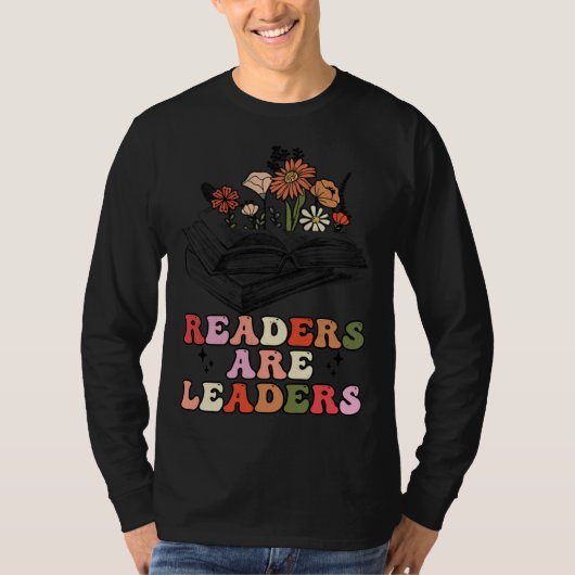 Groovy Retro Readers Are Leaders Book T-shirt (Voorkant)